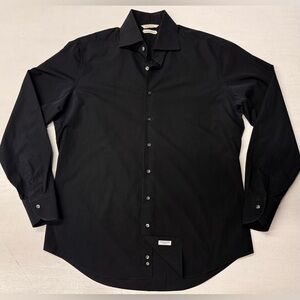 SUITSUPPLY Black Cotton Slim Fit Dress Shirt 17 XL